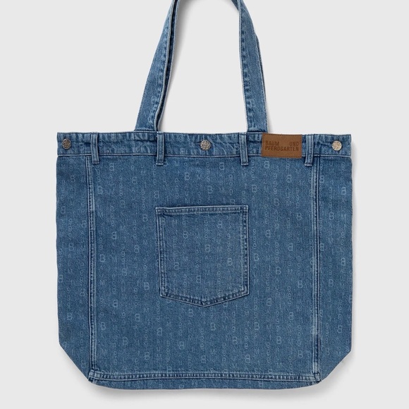 Baum Und Pferdgarten Handbags - Baum und Pferdgarten Denim Large Tote with Leather Logo Patch - Blue